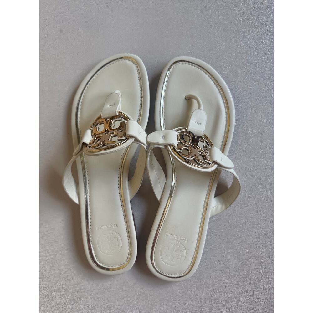 Tory Burch Women's Light Cream / Gold Metal Miller Sandals Size 42/12 - Picture 2 of 11
